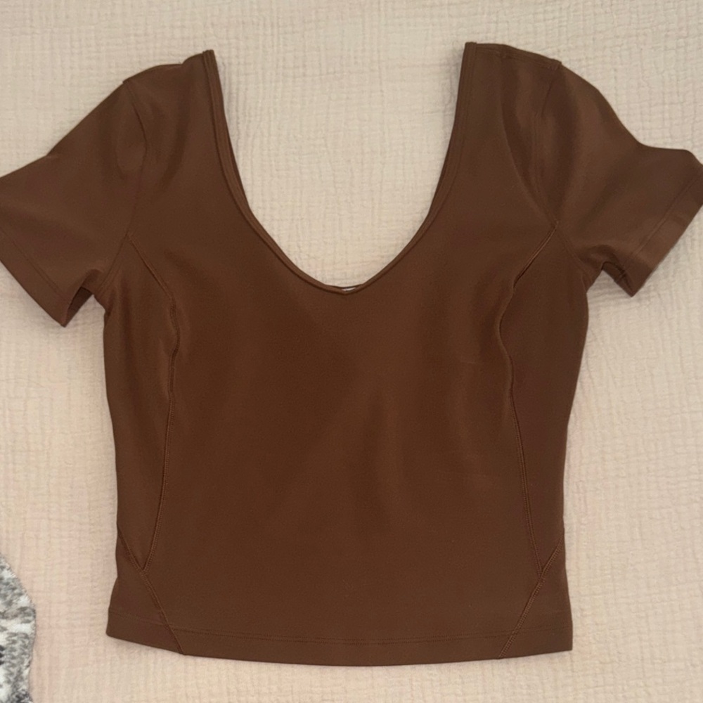 lululemon athletica Brown Scoop Neck Crop Top